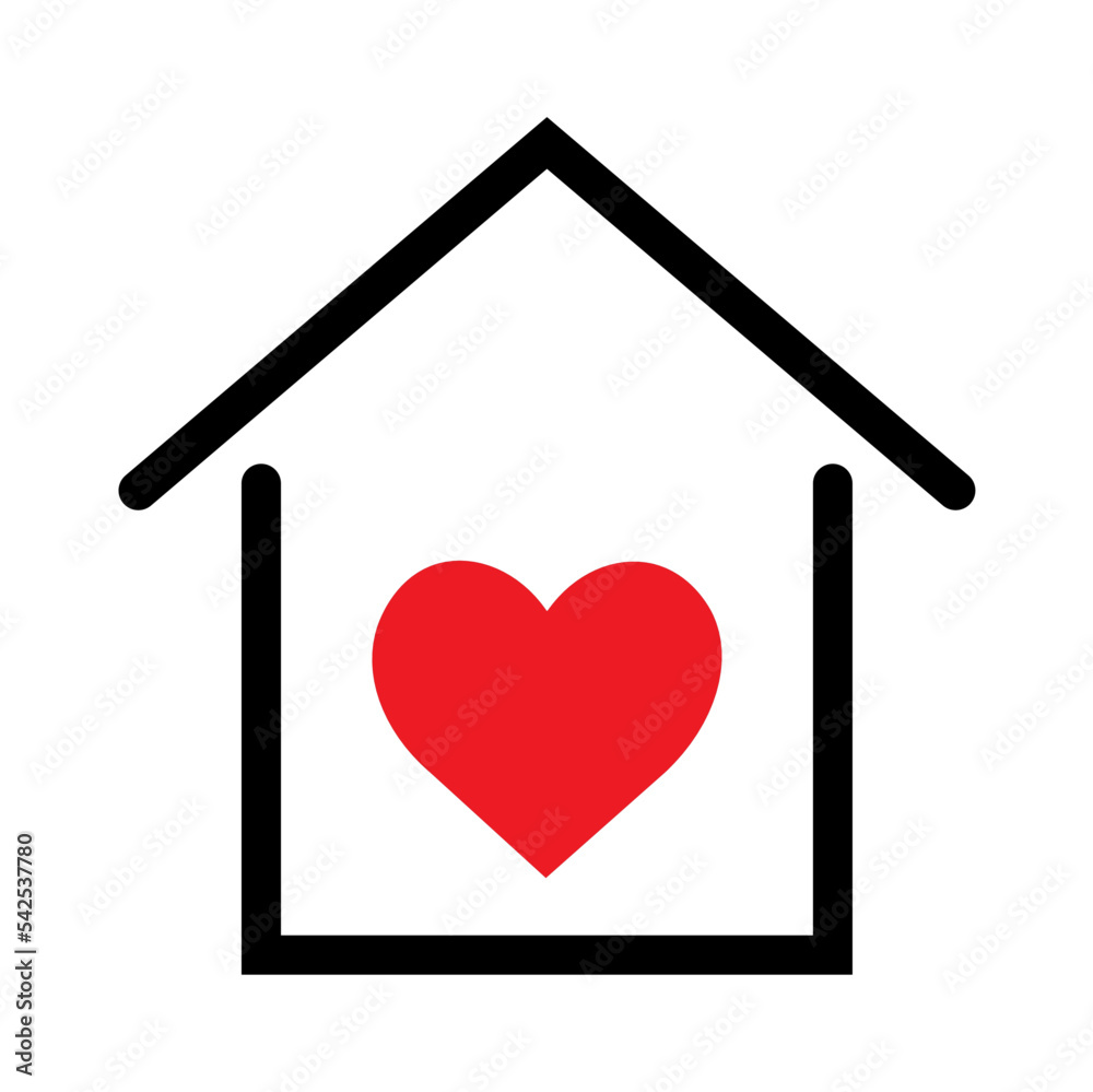 house icon with heart isolated on the white