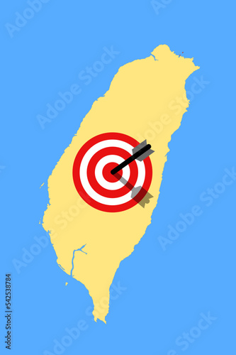 Taiwan being under attack, assault and aggressive aggression. taiwanese map with target. Vector illustration.