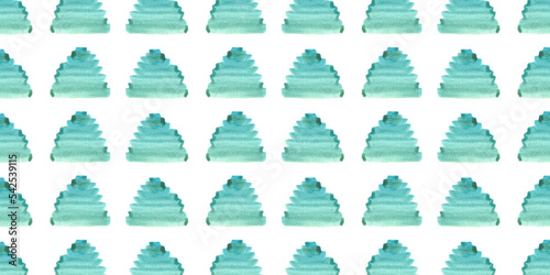 Green watercolor tree pattern. Summer flora background. Beautiful plant illustration. Sketch texture hand drawing art. Fir woods aquarelle card. Design pine elements. Isolated background