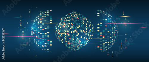 Big data visualization. Futuristic network or business analytics. Structuring the flow of information. Data analytics concept. Sorting a large amount of data on a dark background.