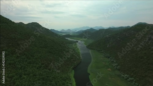Aerial view of River of Crnojevic and Skadar Lake in Montenegro photo