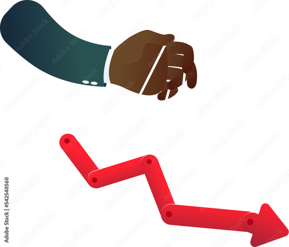 Business hand holding growth down Business hand holding growth down