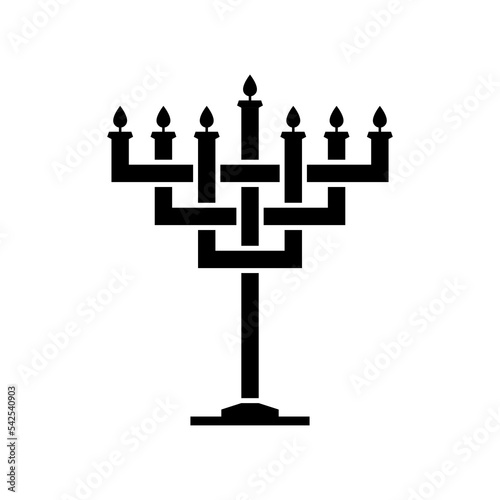 Silhouette big menorah with intertwined candlesticks vector illustration