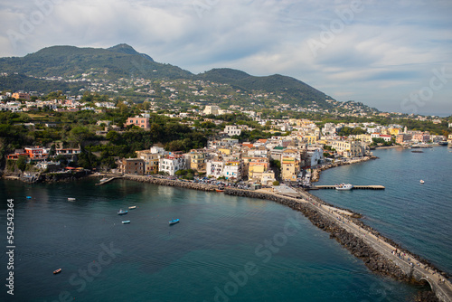 Landscape with the village and the sea, the coast of Ischia, Italy
