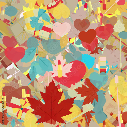 Background pattern abstract seamless design texture. Theme is about toiletry, present, parcel, botany, ointment, tree, wrap, maquillage, wrapped, romance, offer, nature, brush, redbud, birch