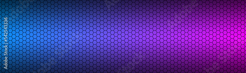 Modern high resolution blue and pink geometric background with polygonal grid. Abstract black metallic hexagonal pattern. Simple vector illustration