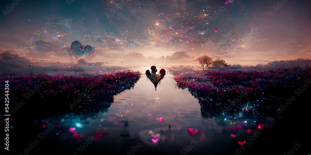 Concept of Soulmate love connecting in dreams - obrazy, fototapety, plakaty 