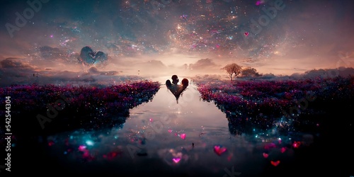 Concept of Soulmate love connecting in dreams photo