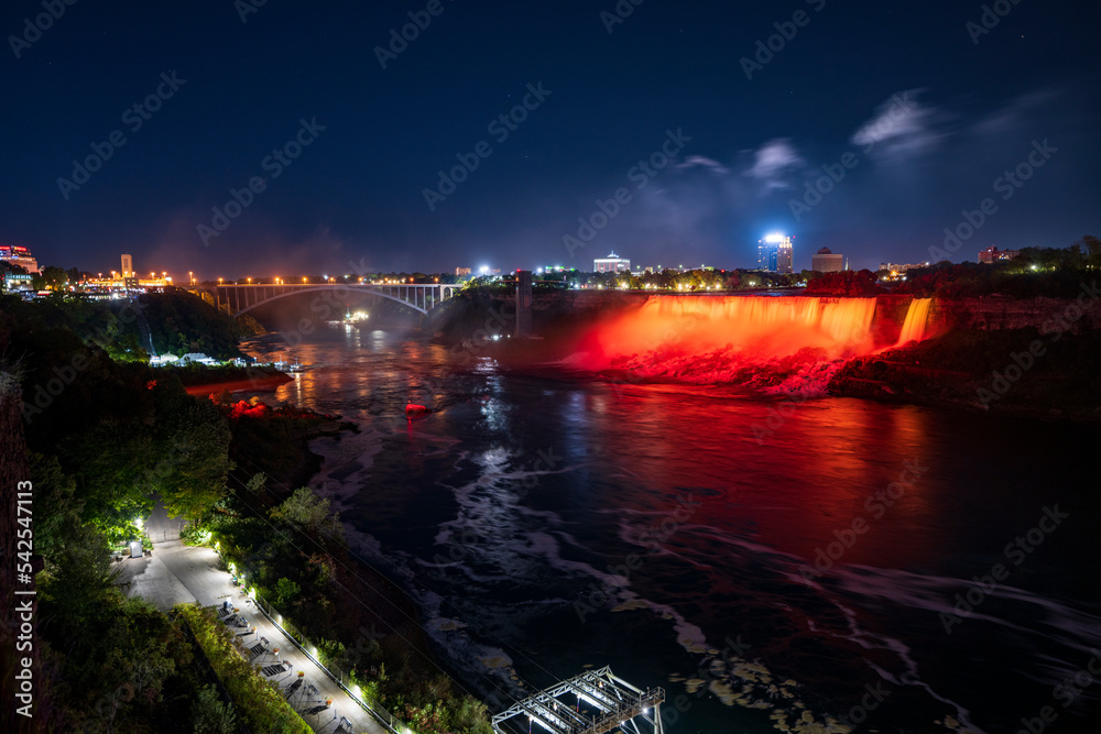 Niagara Falls at night LED lightshow Niagara Falls at night LED lightshow