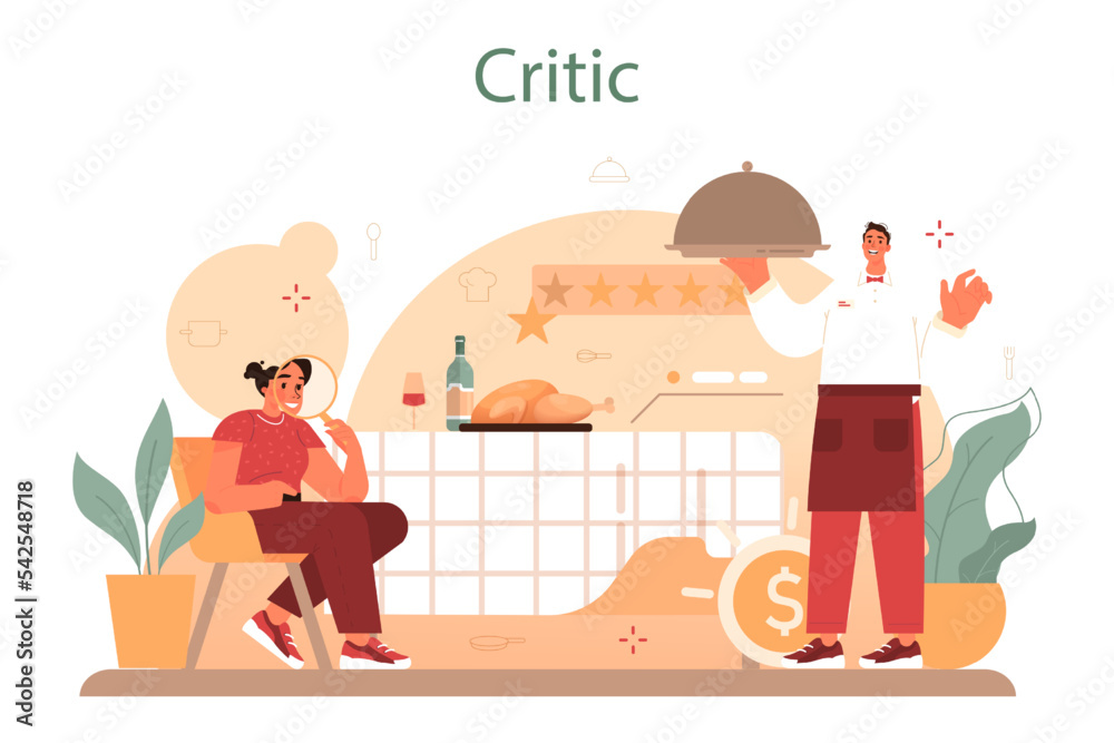Food critic concept. Professional blogger making review and ranking