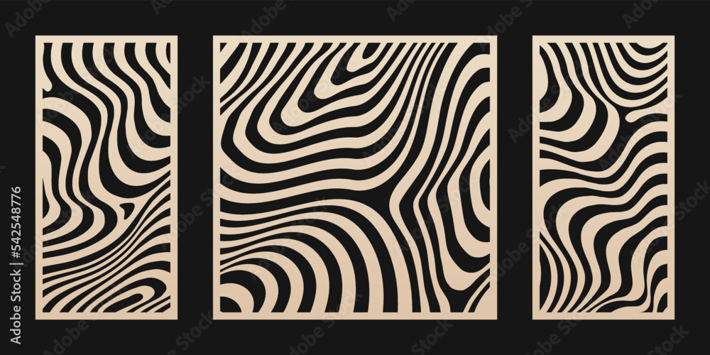 Vektorová grafika „Laser cut panel set. Vector stencil with abstract