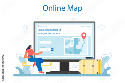 Travel agent online service or platform. Tourism specialist selling tour