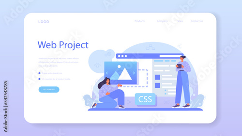 Web integration web banner or landing page. Website layout converting