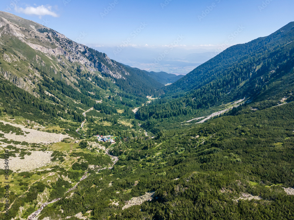 Aerial view of Pirin Mountain near Fish Banderitsa lake, Bulgaria