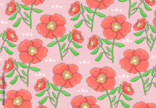 Padrão de flores vermelhas com fundo rosa