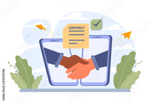 Deal concept set. Entrepreneurs setting an official contract.