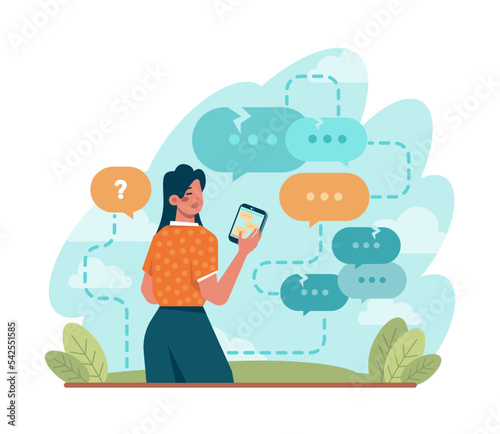 Discussion concept. Characters with a dialog bubble, communicating
