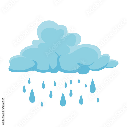 cloudy with rain vector illustration on white background. cold day. rainy day, weather icon. hand drawn vector. doodle art for kids, logo, clipart, sticker, cover, poster, banner.