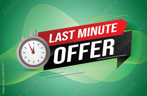 Last minute offer watch countdown Banner design template for marketing. Last chance promotion or retail. background banner poster modern graphic design for store shop, online store, website
