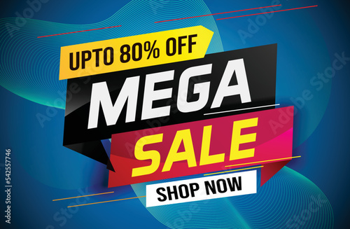  mega sale word concept vector illustration with lines and 3d style, landing page, template, ui, web, mobile app, poster, banner, flyer, background, gift card, coupon, label, wallpaper