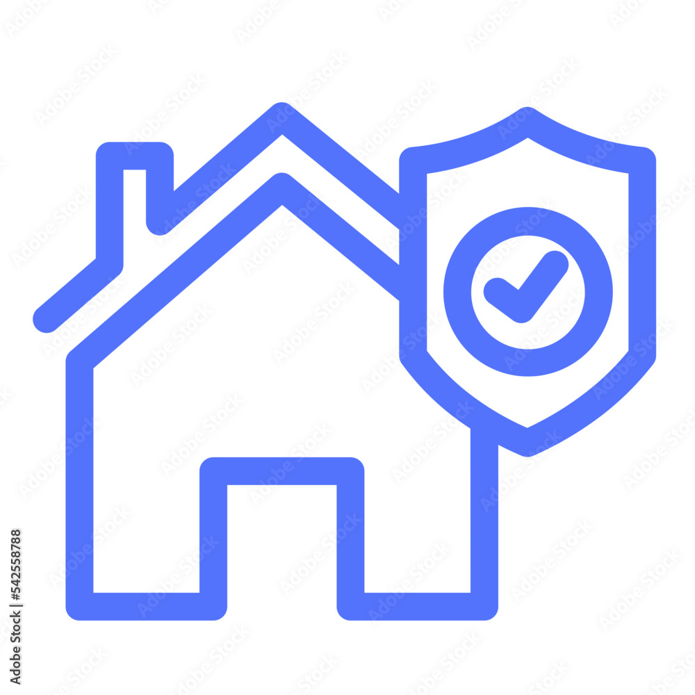 home house insurance protection shield line icon
