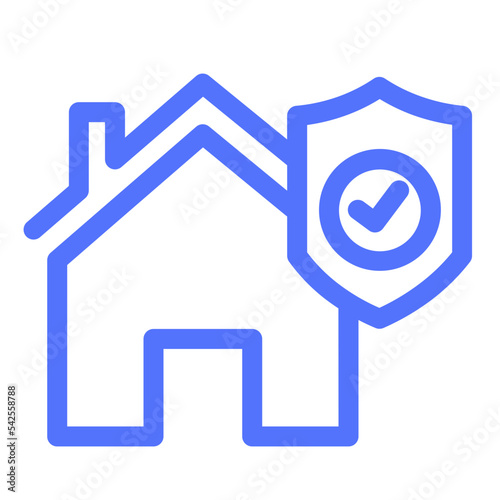 home house insurance protection shield line icon