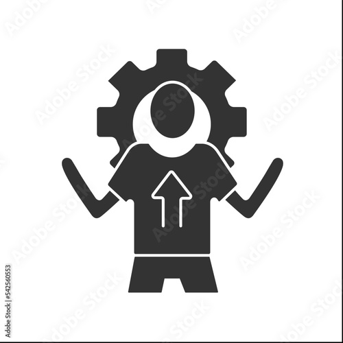 Goal setting glyph icon. Thoughts for achieving goals. Planning. Motivation concept. Filled flat sign. Isolated silhouette vector illustration