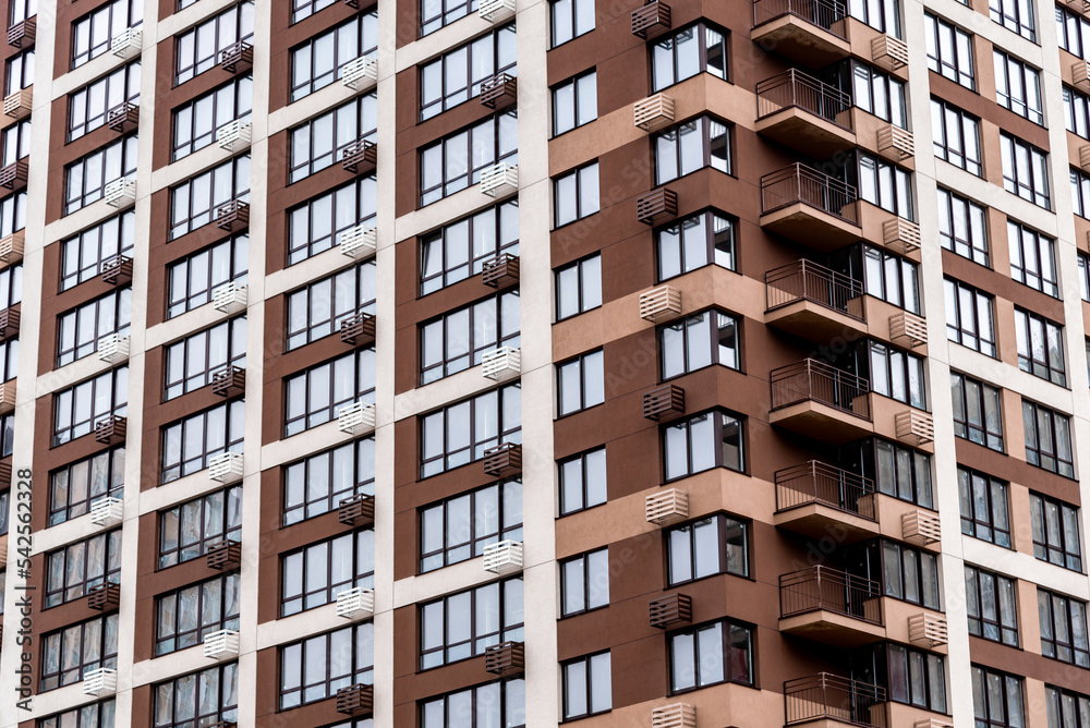 modern high-rise residential building close-up full frame