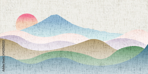 富士山　年賀状　和紙　背景