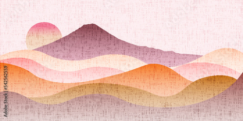 富士山　年賀状　和紙　背景