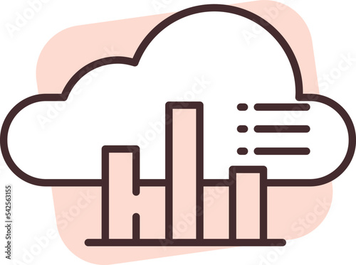 Chart cloud, icon, vector on white background.