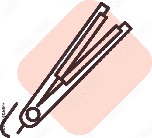 Electronics hair iron, icon, vector on white background.