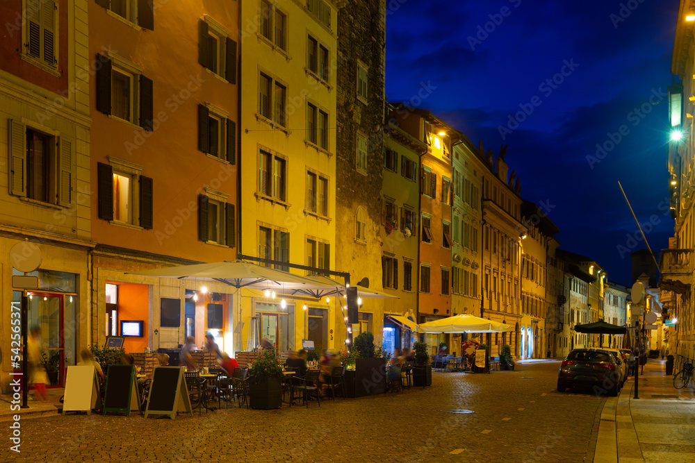 Evening view of the streets of Trento. Italy. High quality photo