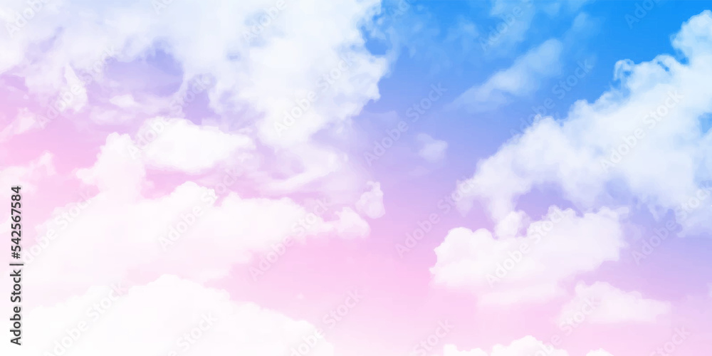 Sky Beautiful with pastel and White Cloud on Day Light, Nature Fluffy Cloud Sky Background.
