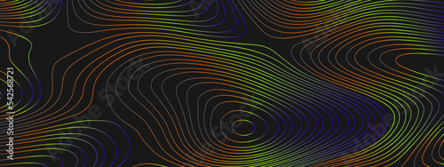 The stylized gradient abstract topographic map with lines and circles background. Topographic map and place for texture. Topographic gradient linear background with copy space. Vector illustration