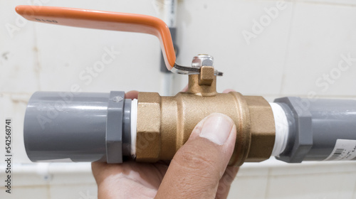 Принти на полотні The thread of the pipe adapter with seal tape isolation before installing
