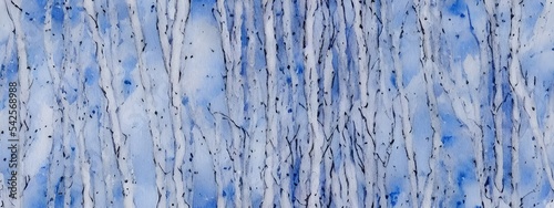 The watercolor winter forest is a picture of serenity and beauty. The snow-covered trees are like white sentinels standing guard over the peaceful scene. A gentle stream runs through the forest, addin
