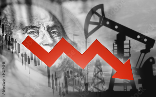 Falling oil prices. Red dow...