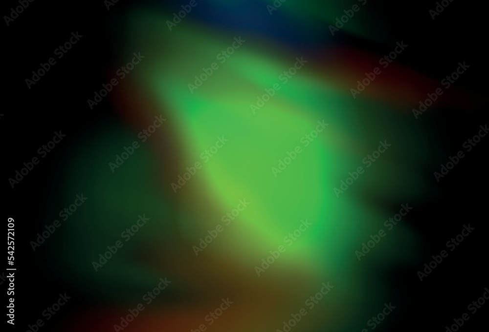 Dark Green, Red vector blurred shine abstract template.
