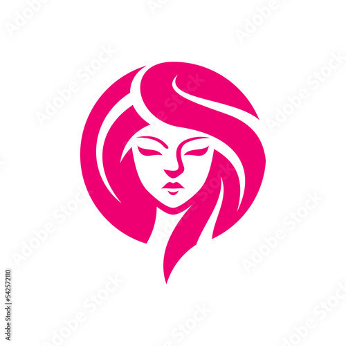 Beauty woman head silhouette logo. Woman face  hair vector icon