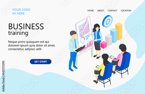 Illustration of business management training and presentation Suitable for landing page, flyers, Infographics, And Other Graphic Related Assets-vector