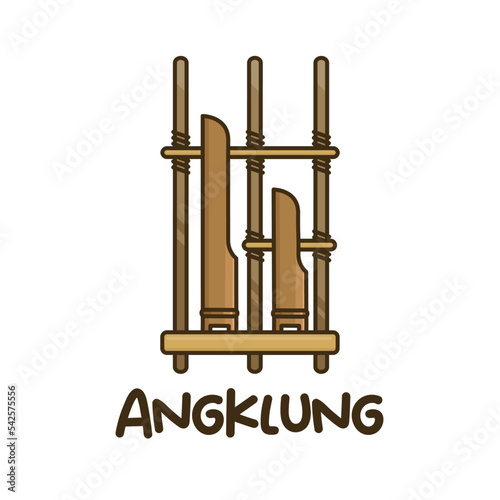 wooden music instrumental angklung logo design photo