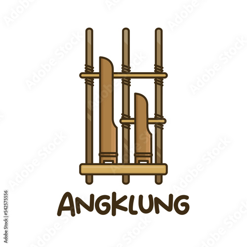 wooden music instrumental angklung logo design