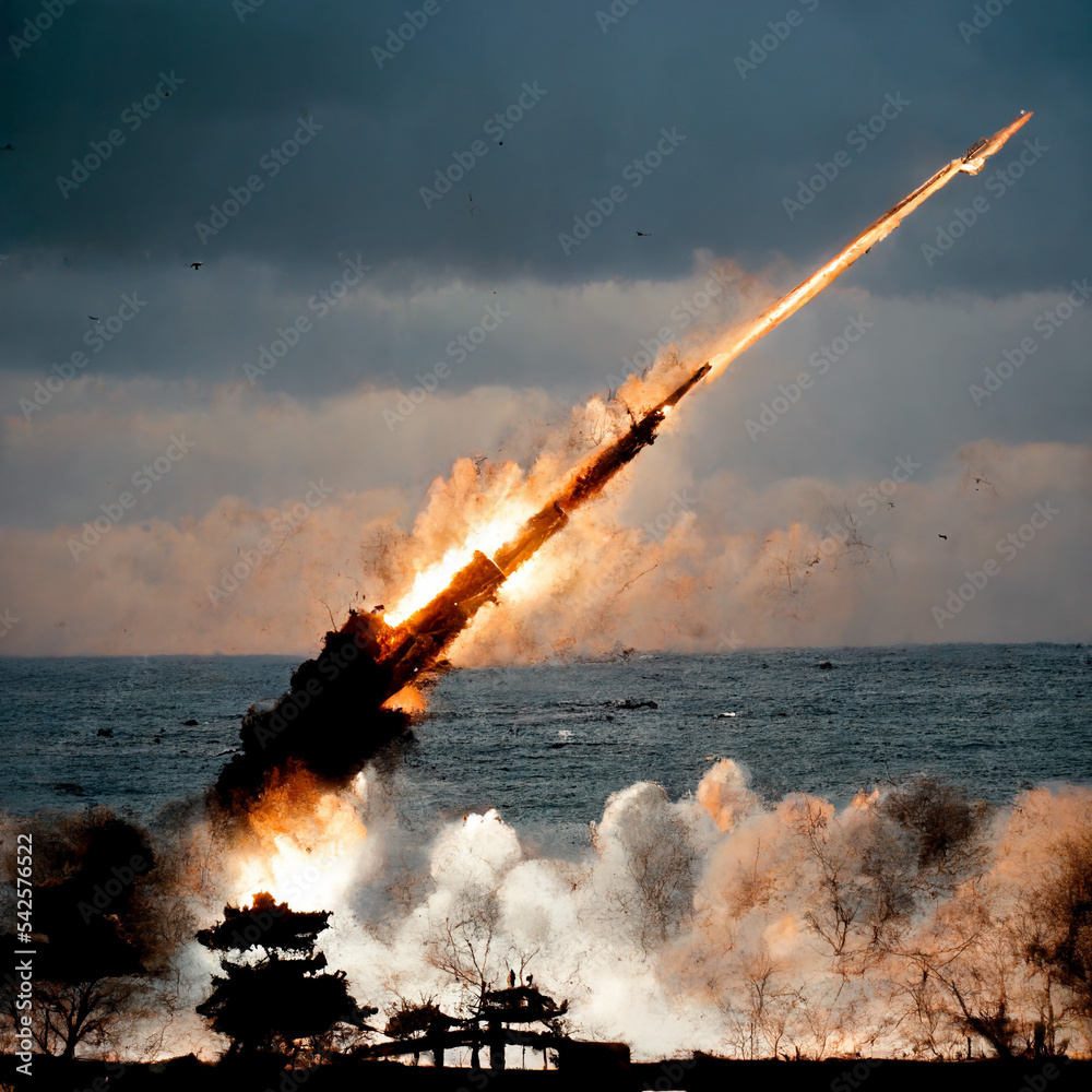 launches missiles. Firing missiles illustration. missile tests. weapon