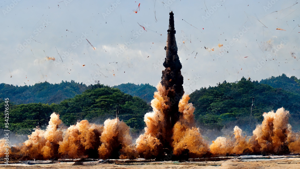 launches missiles. Firing missiles illustration. missile tests. weapon