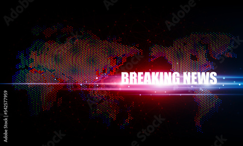 Abstract Breaking news Light out technology background Hitech communication concept innovation send for planet earth with sunrise and technology network effect of anaglyph and TV 