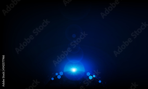 Abstract Business Light out technology background Hitech communication concept innovation send for planet earth with sunrise and technology network. vector illustration