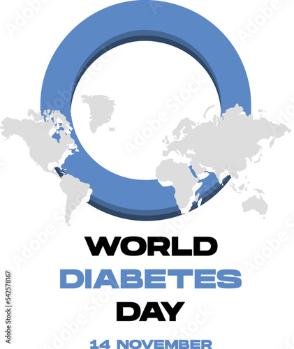 World Diabetes Day 14 November Vector Illustration with Circle and World Map for poster, greeting card, print, party invitation