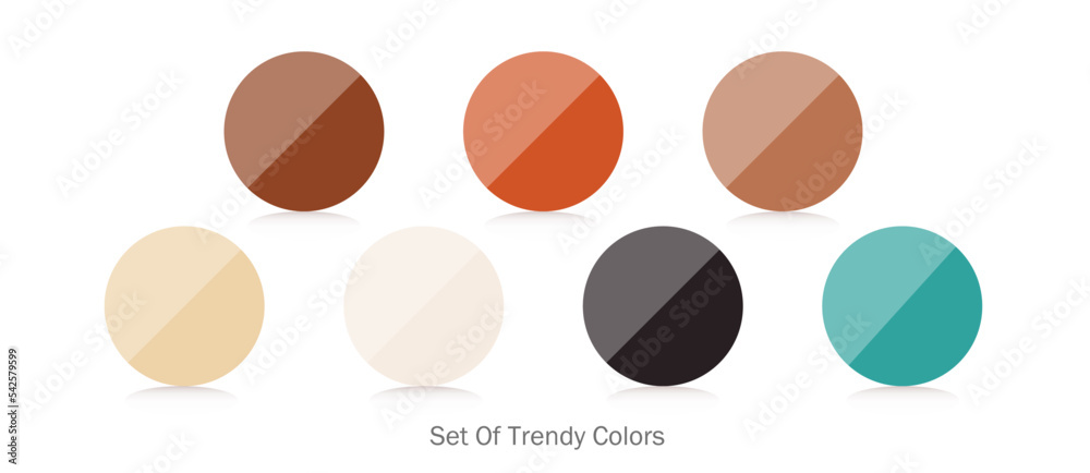 Trendy color palette materials, color schemes, color charts, color swatches, and basic colors. hue, color wheel
