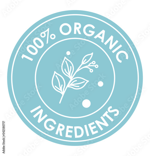 Organic ingredients, eco cosmetic products label